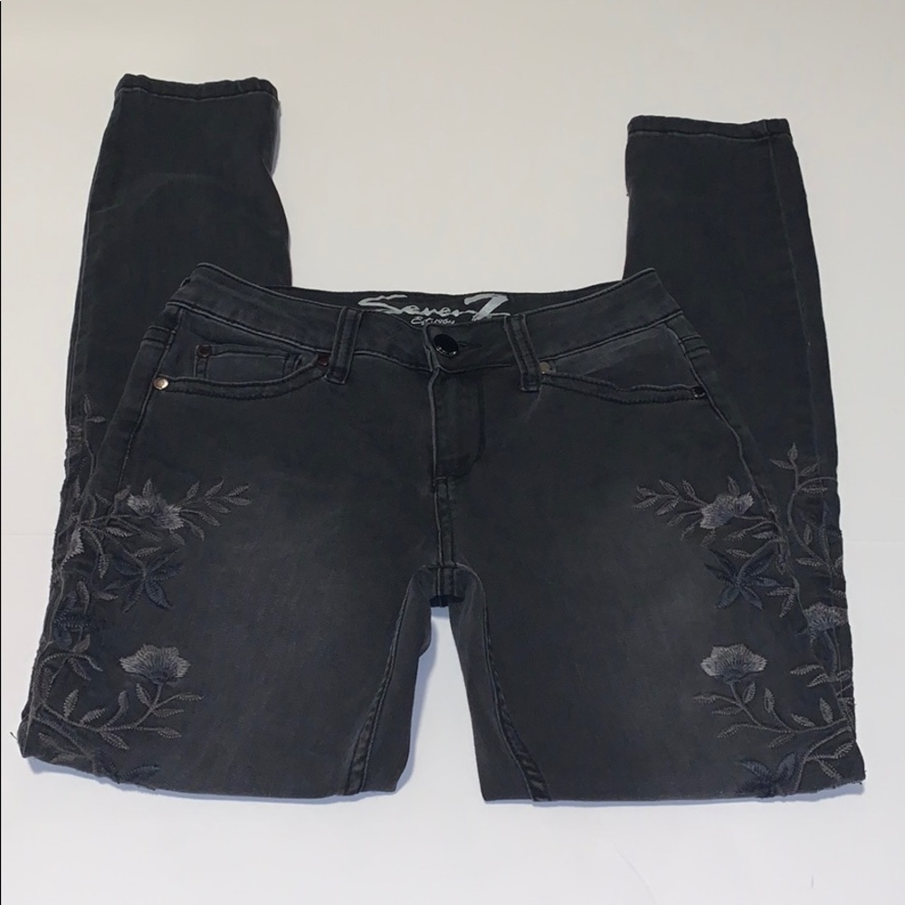 Seven7 Embroidered Skinny Jeans